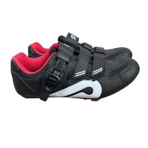 Peloton Cycling Shoes Womens EU 40 US 9 Indoor Spin Black Red 3 Bolt w/ Clips‎
